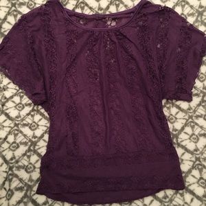 Purple lacy top; very flattering. Size medium